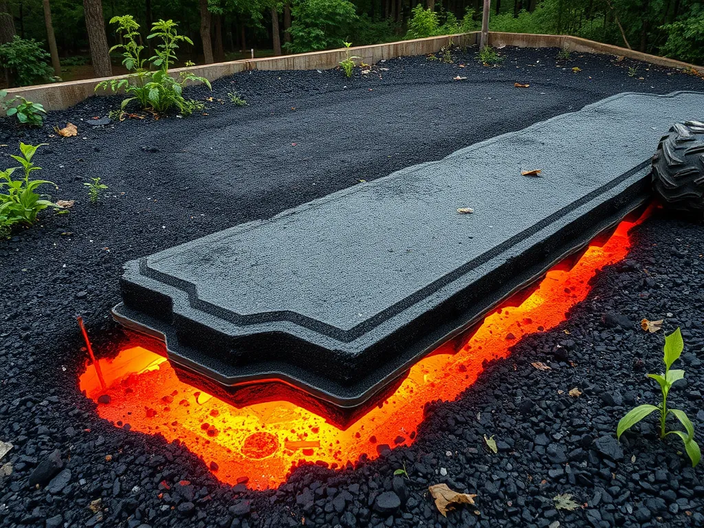 A close-up view of asphalt test indicators demonstrating heat and material properties.