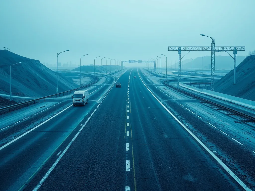 Asphalt road under testing conditions for varying climates