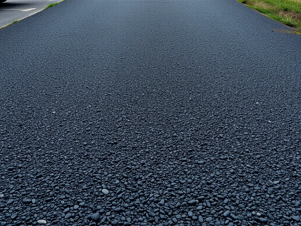Close-up view of asphalt surface showing various thicknesses for different applications.