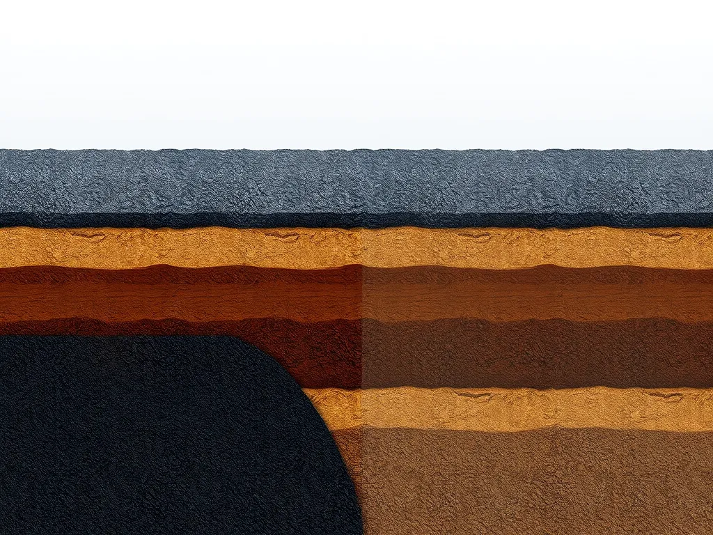 Diagram illustrating different asphalt thicknesses for various applications