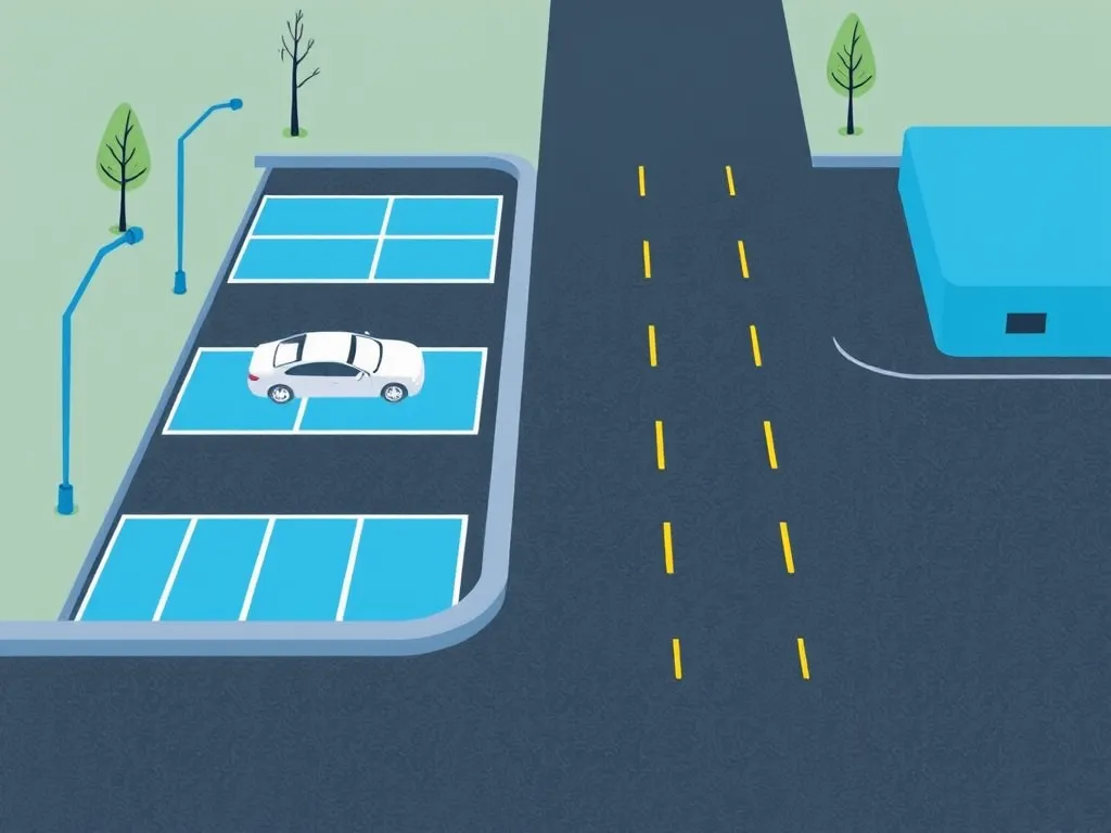 Illustration showing different asphalt thicknesses for parking lots and roads.