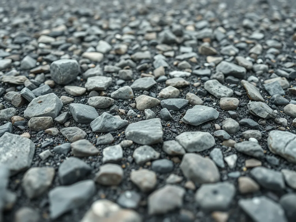 Close-up view of asphalt materials showing aggregate types affected by traffic load.