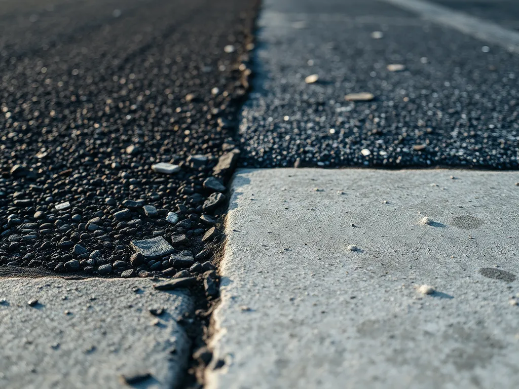 Close-up of asphalt and concrete surfaces highlighting differences for colder climates