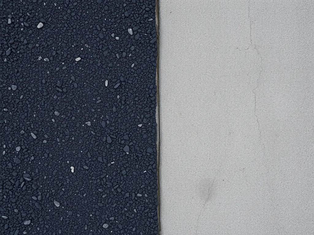 Comparison of asphalt and concrete surfaces for driveways, showcasing their textures and colors.