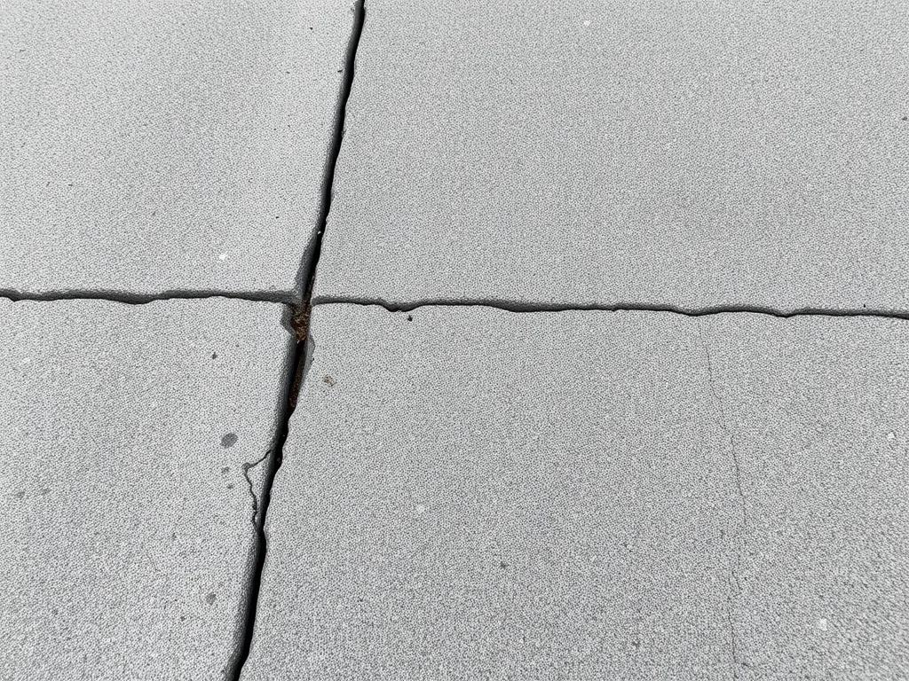 Close-up of cracked concrete surface illustrating long-term performance issues compared to asphalt.