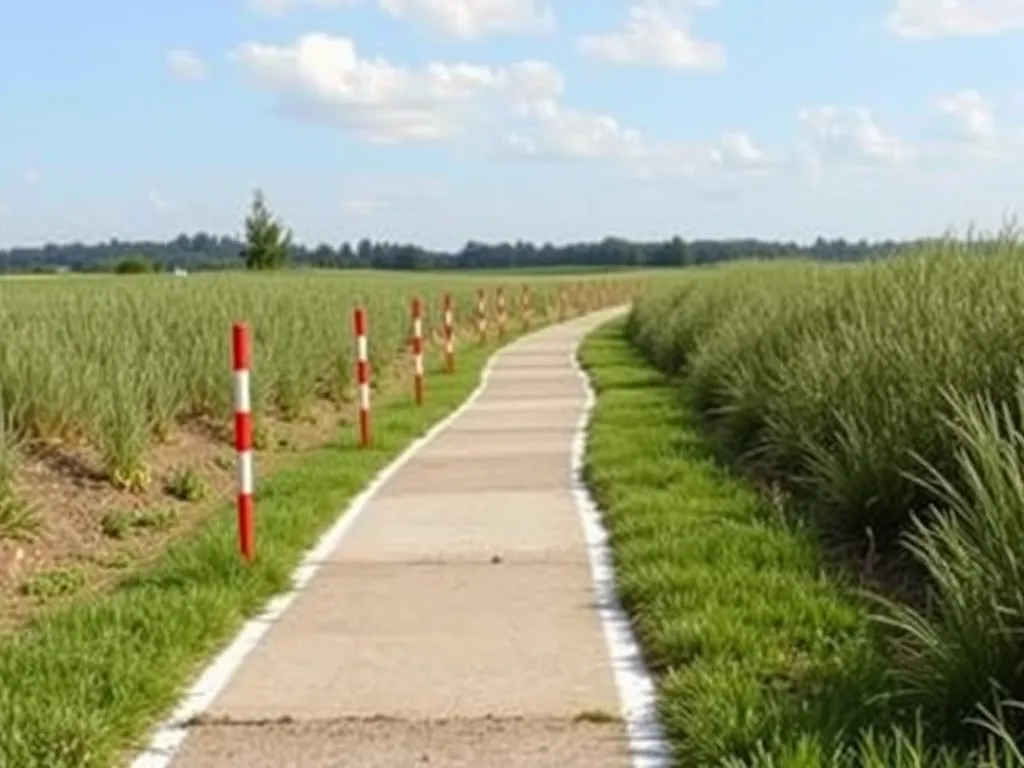 A well-defined asphalt walkway surrounded by greenery, showcasing the installation process for asphalt walkways.