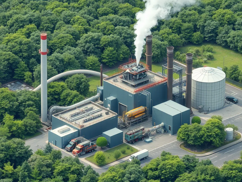 Aerial view of an asphalt waste management facility showcasing sustainable processing techniques.