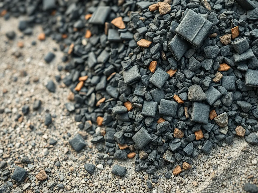Crushed asphalt waste material used in sustainable asphalt waste management strategies