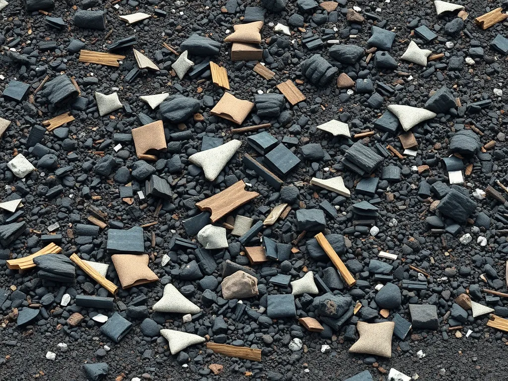 Close-up of various asphalt waste materials highlighting effective management strategies.