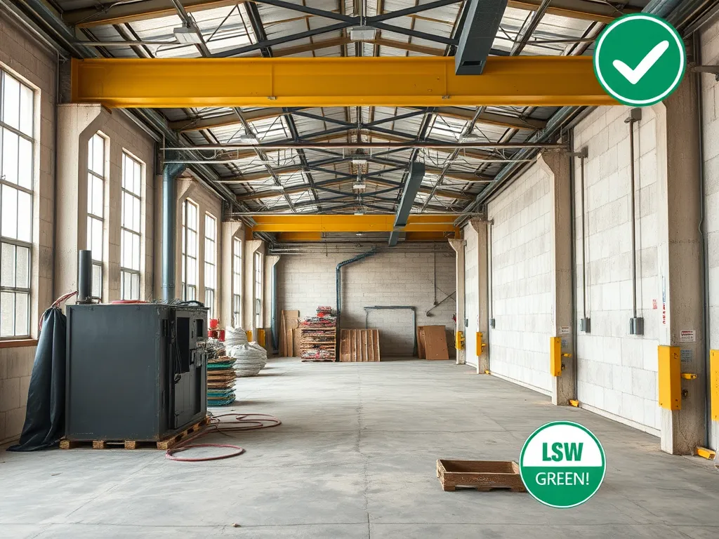 Interior view of a warehouse demonstrating asphalt waterproofing techniques.