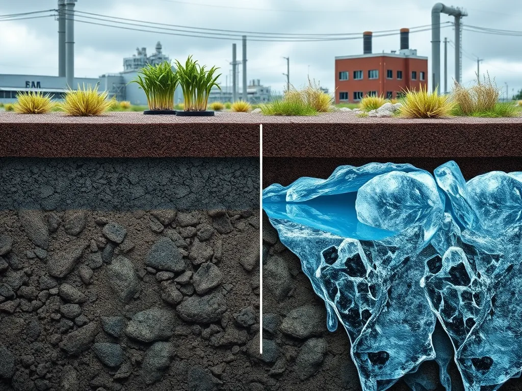 Illustration of asphalt layers affected by local weather conditions, including moisture and temperature variations.