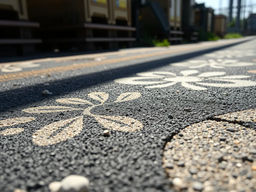 Close-up of specially designed asphalt surface illustrating weather resistance evaluation techniques.