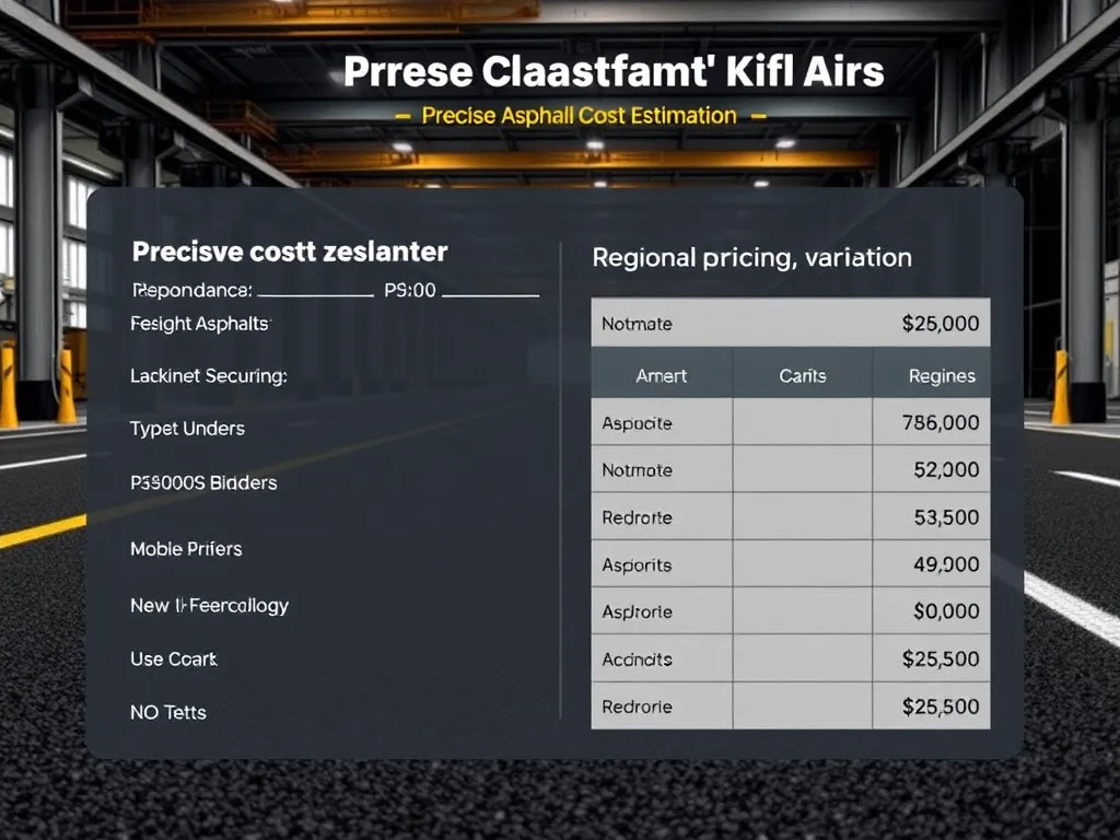 Detailed chart showcasing asphalt project cost estimation and regional pricing variations