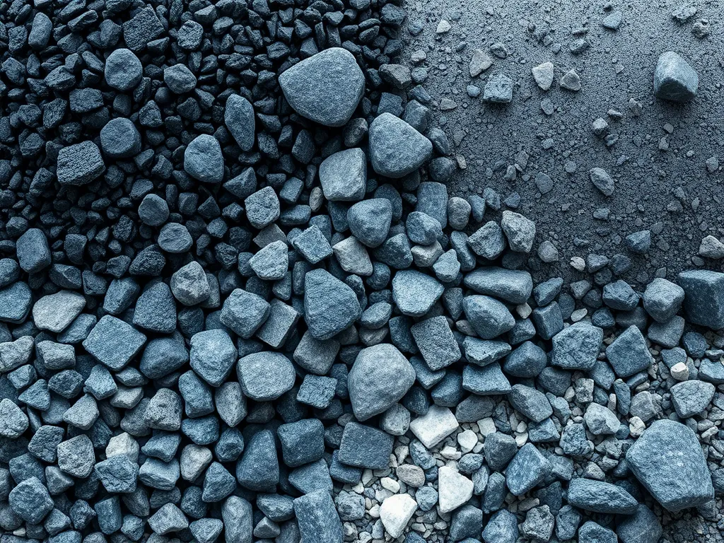 Various raw materials used in asphalt production including aggregates and bitumen