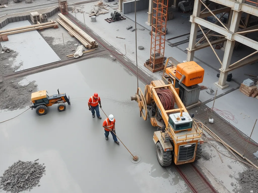 Construction workers performing asphalt and concrete work for cost-benefit analysis.