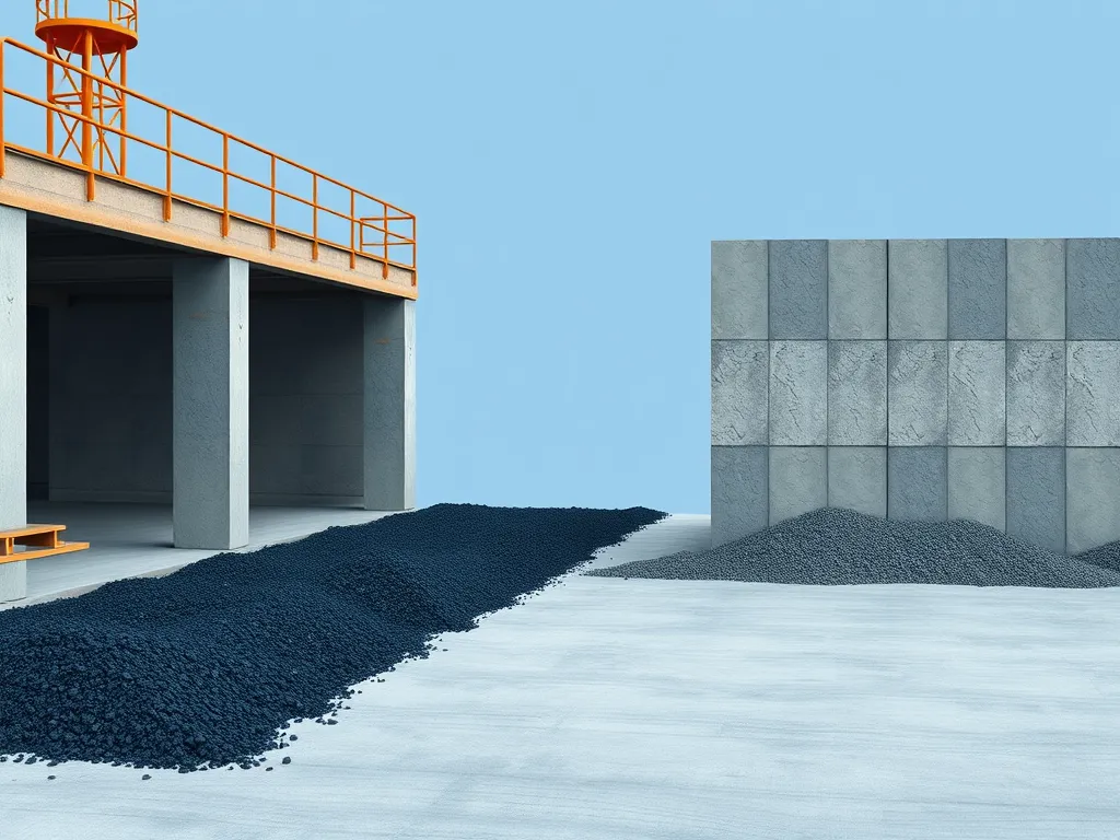 Comparison of asphalt and concrete materials highlighting load-bearing capacities.