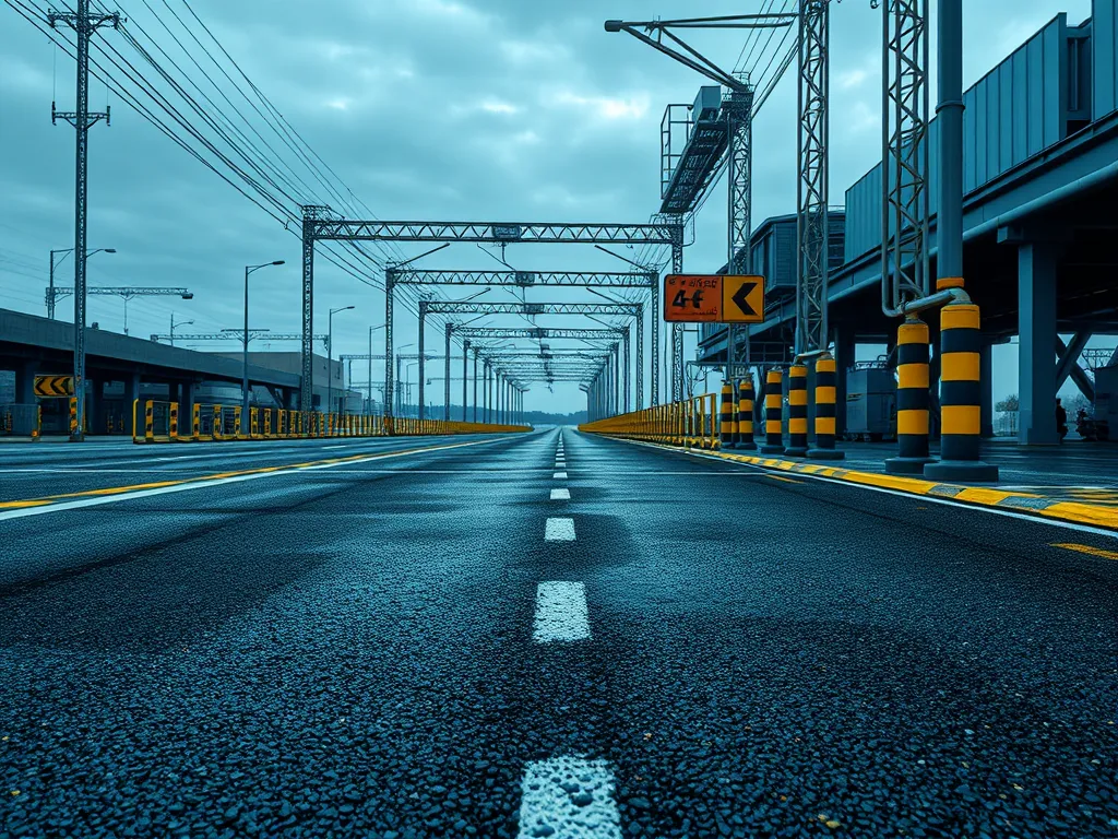 A modern paved road showcasing the contrast between asphalt and eco-friendly paving alternatives in urban infrastructure.