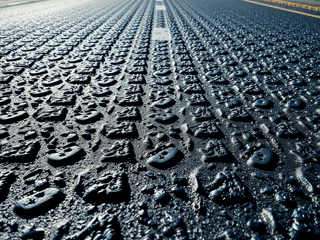 Close-up view of textured asphalt road surface designed for autonomous vehicles