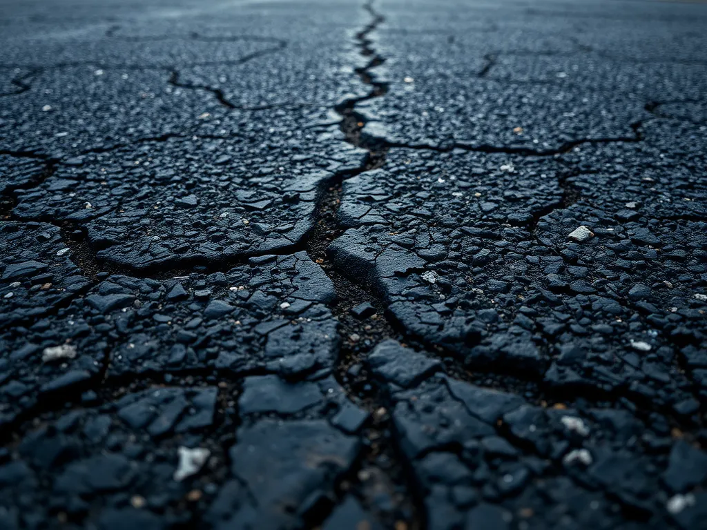 Cracked asphalt surface highlighting the importance of crack sealing for longevity