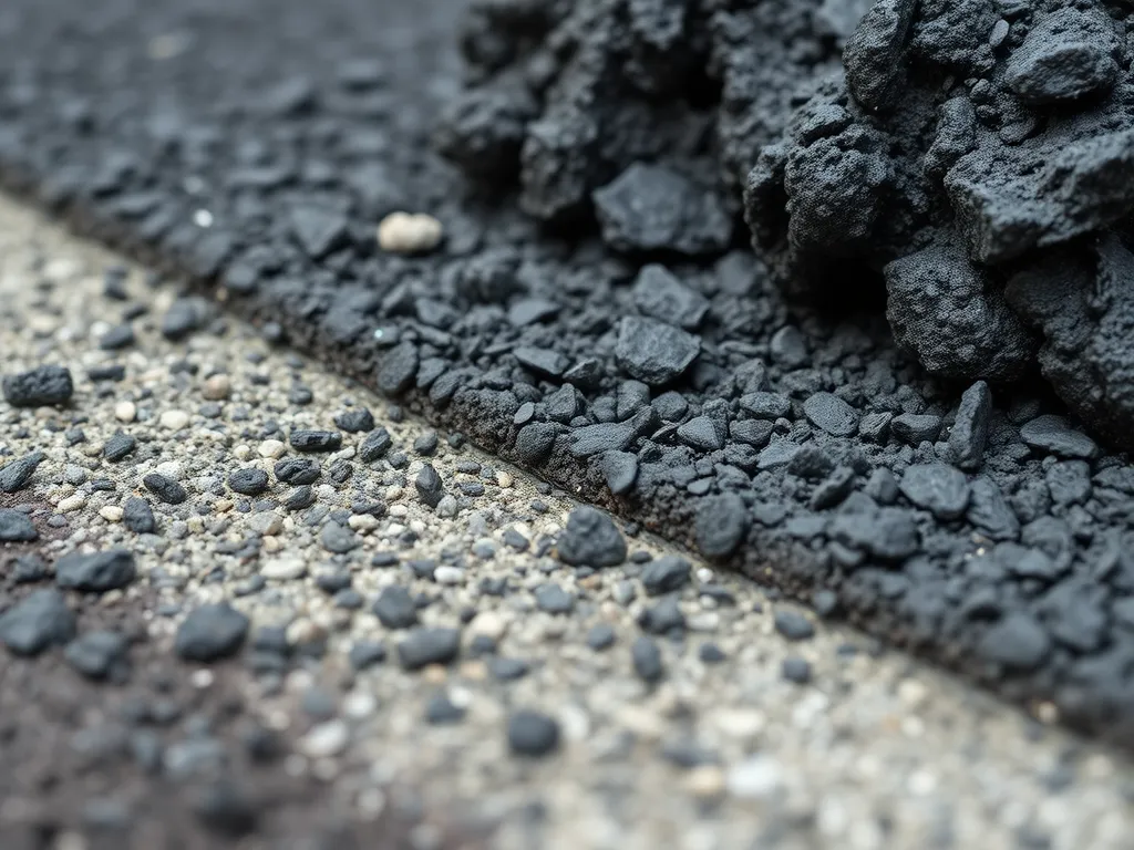 Close-up of porous asphalt showing its unique texture and drainage capabilities related to benefits of porous asphalt.