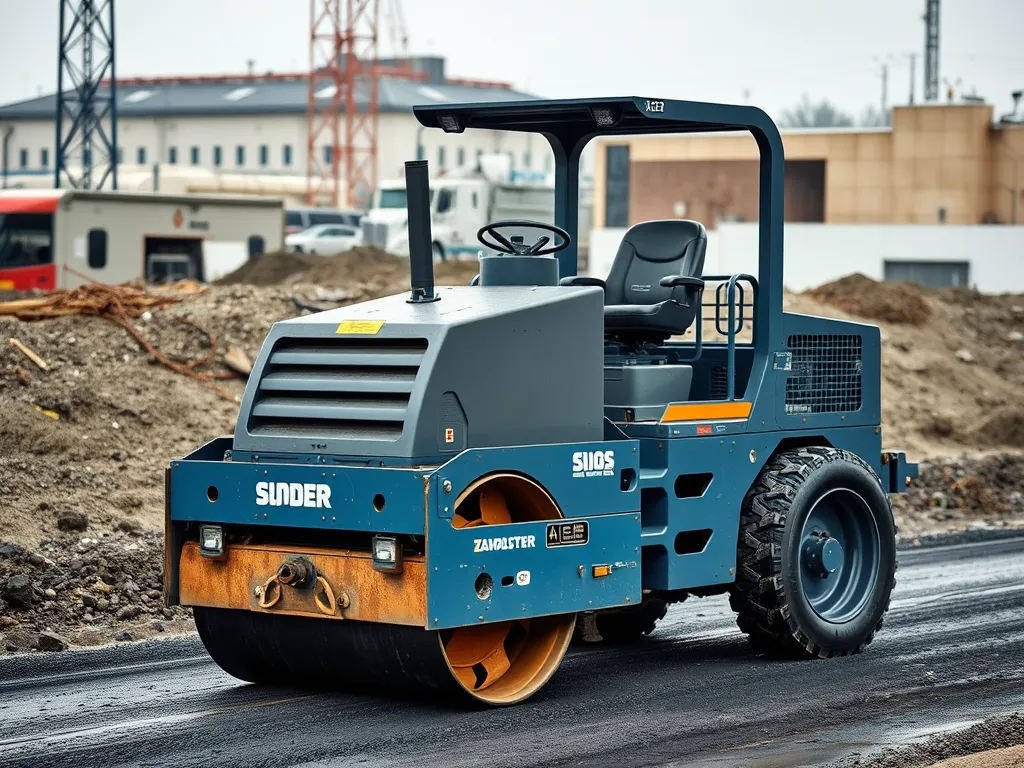 Image of a high-quality asphalt compactor used for paving and roadwork in construction.