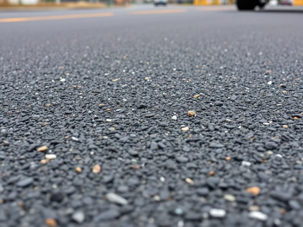 Close-up view of high-quality asphalt mix suitable for parking lots
