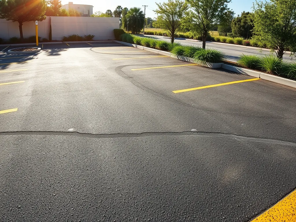 Freshly paved asphalt parking lot showcasing durability and quality asphalt mix.