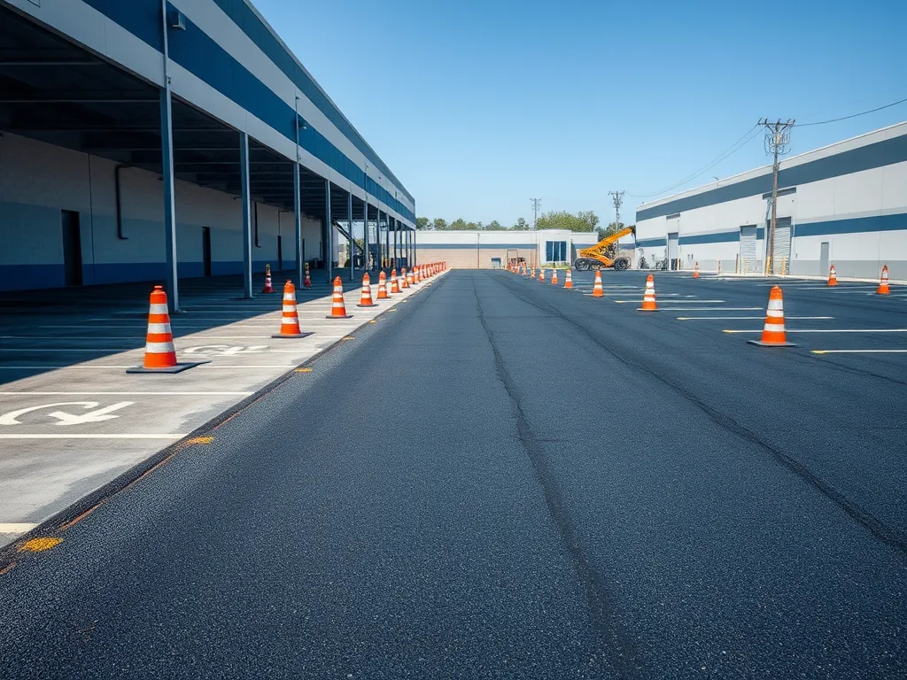 Newly paved parking lot showcasing high-quality asphalt mix for durability
