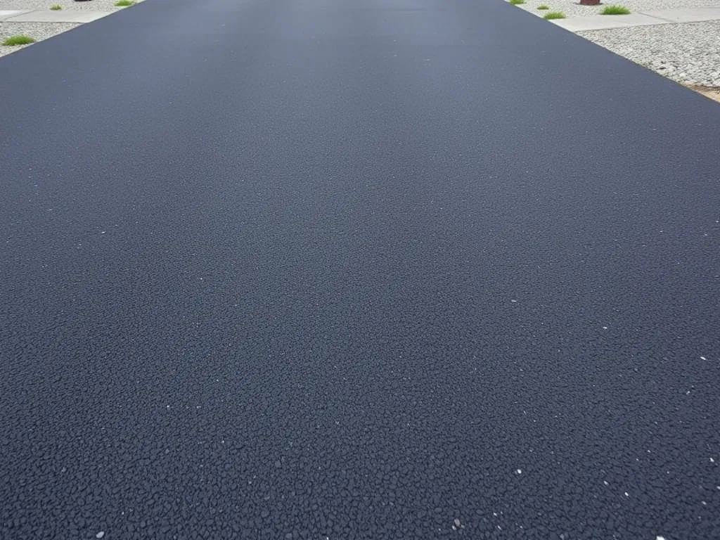 Close-up view of a new asphalt driveway surface, ideal for home driveways.