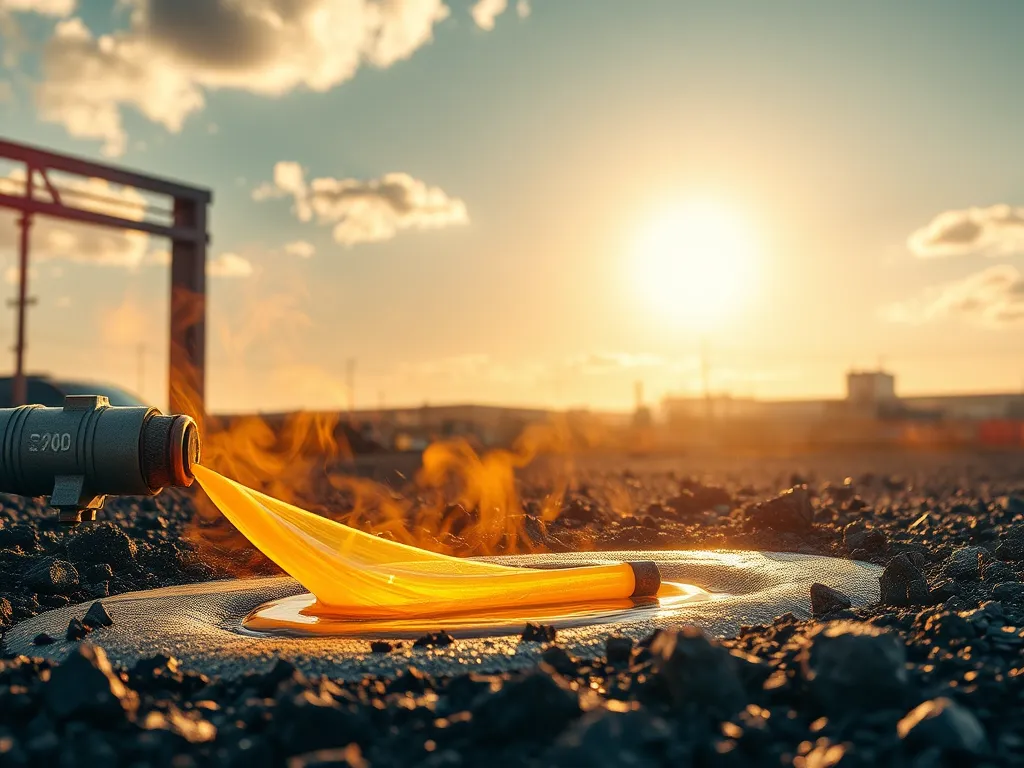 Asphalt paving process at sunset, illustrating ideal conditions for paving.