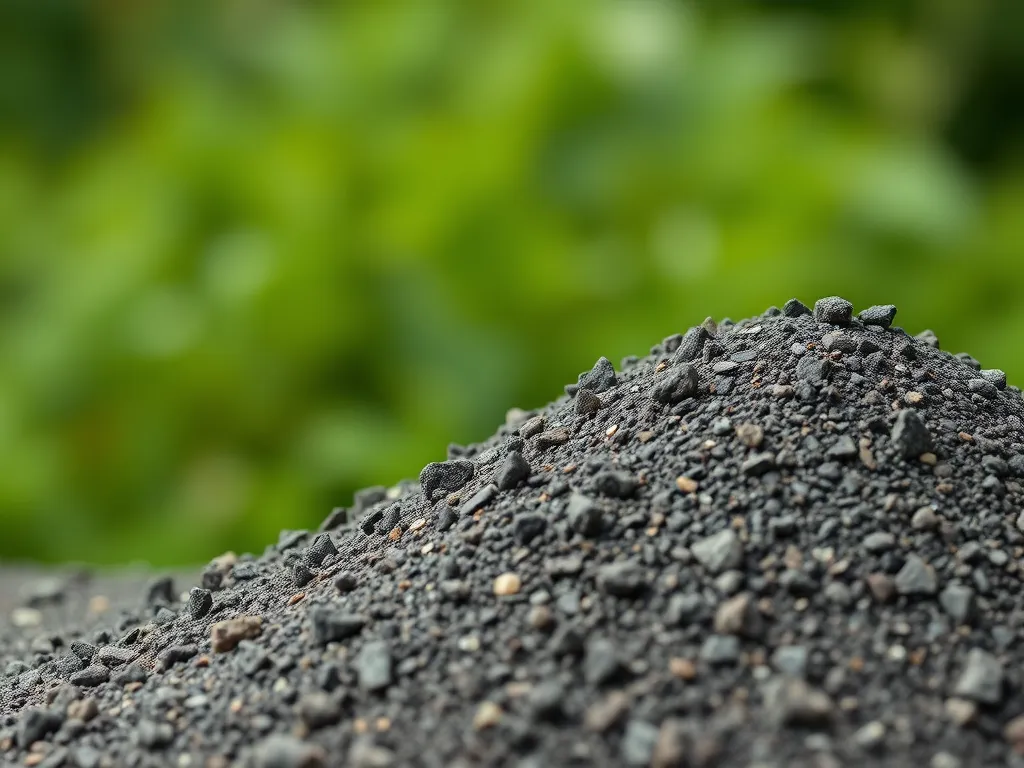 Close-up of asphalt millings suitable for binding in construction projects