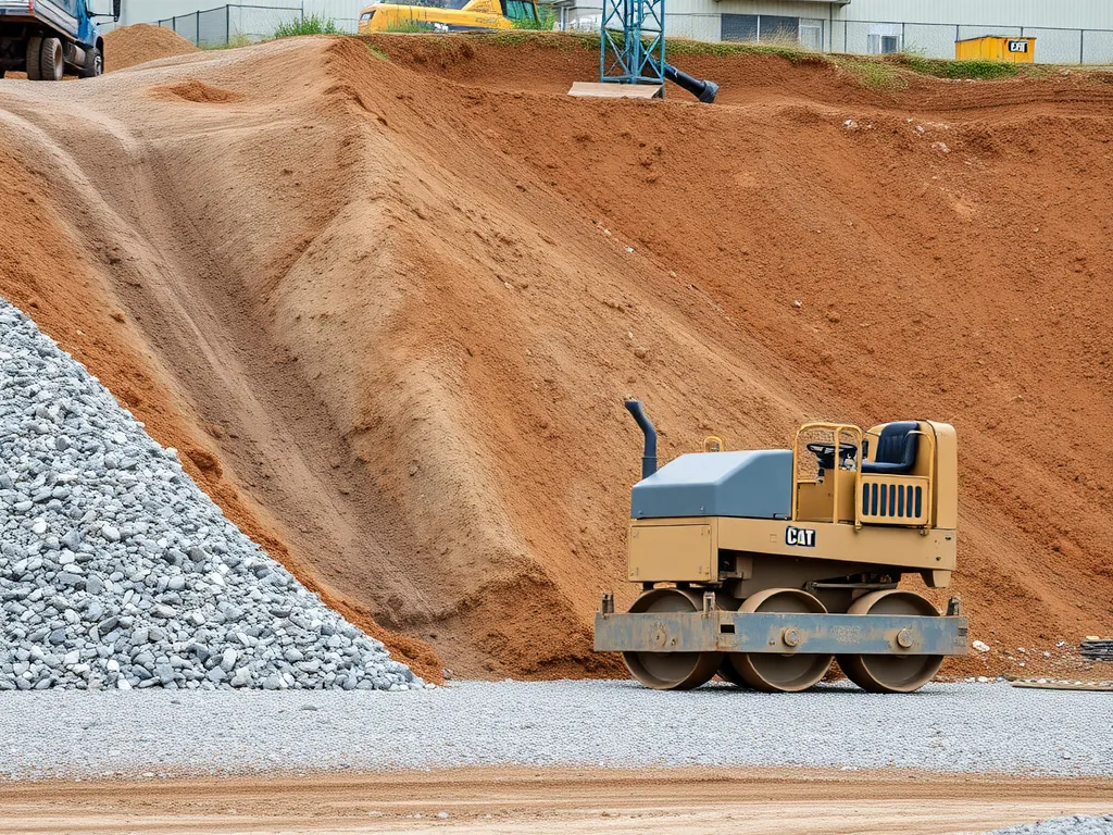 Heavy machinery used for binding asphalt millings on a construction site.