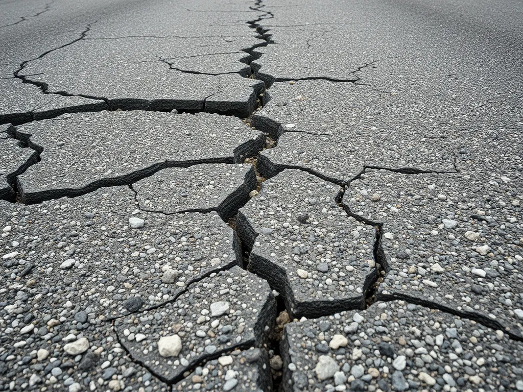Illustration of cracks on asphalt representing binder homogeneity issues.