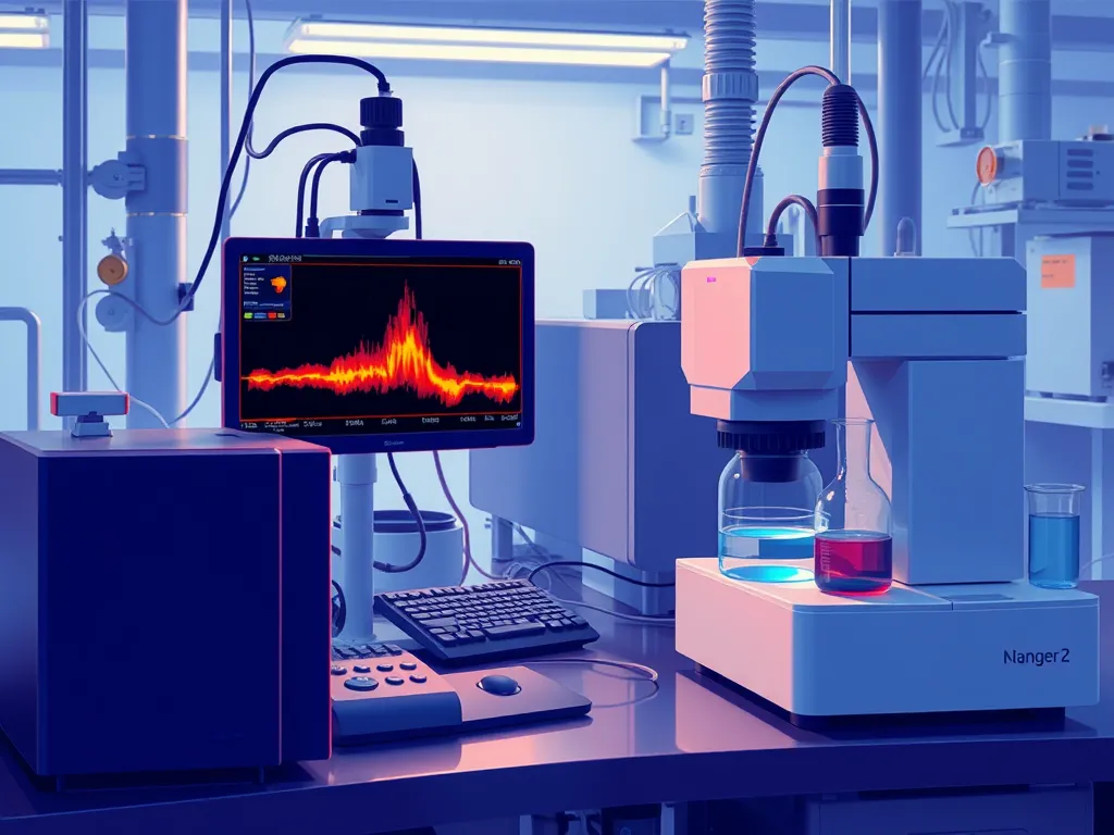 Laboratory equipment for analyzing binder homogeneity with a microscope and data analysis screen.