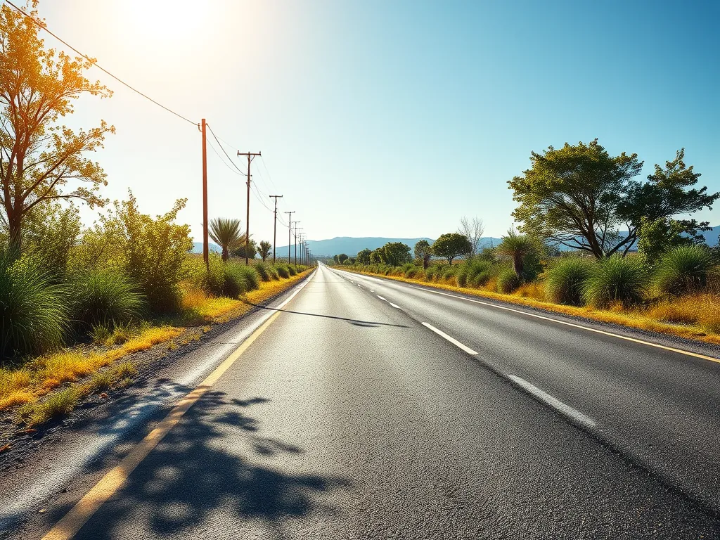 A smooth, open road showcasing bio-based asphalt systems in a natural landscape.