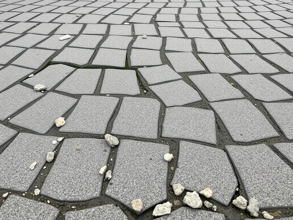 Close-up of a pavement surface showcasing bitumen adhesion mechanisms in road construction.