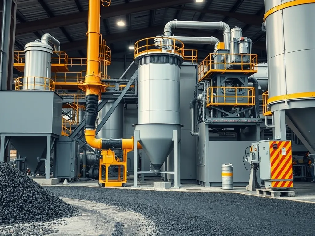 Modern bitumen blending plant showcasing equipment and processes for asphalt production