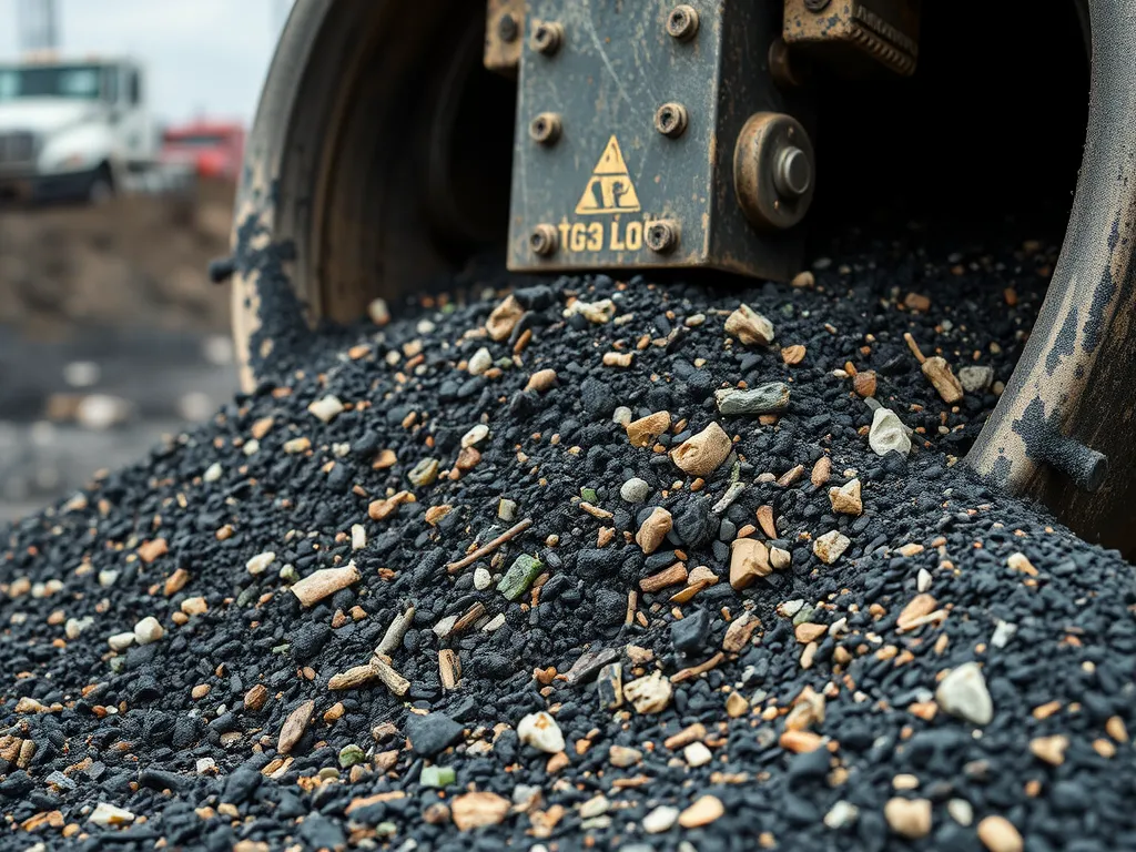 Close-up of aggregate materials for bitumen compatibility in road construction.