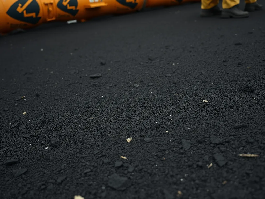 Close-up view of bitumen feedstock surface used in construction and paving.