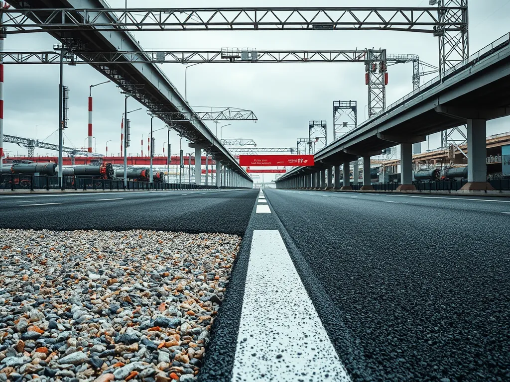 Close-up of a newly constructed highway with a bitumen surface, demonstrating the quality of bitumen in highway construction.