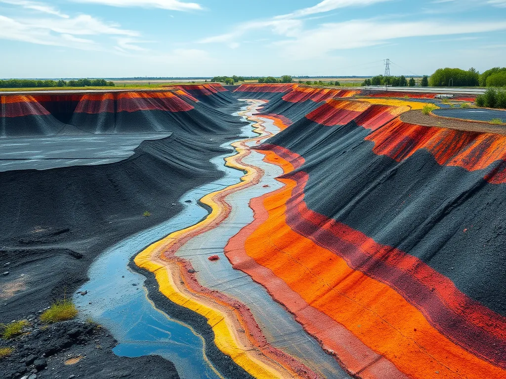 A vibrant landscape showcasing the layers of bitumen fractions in a natural setting.