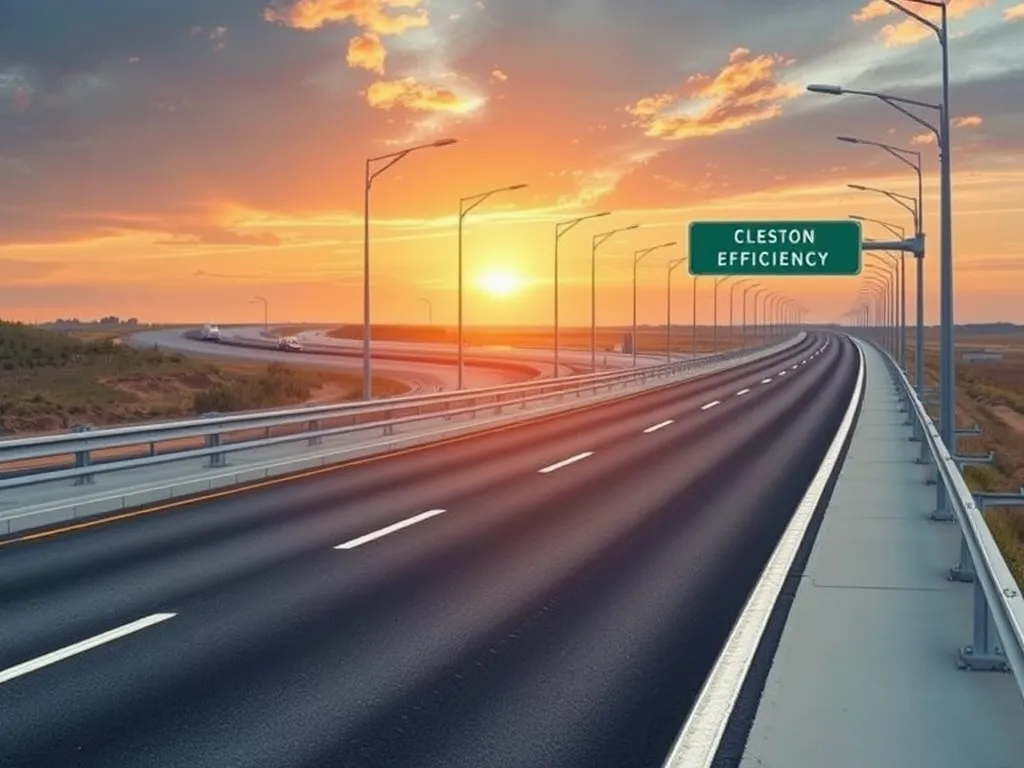 Highway featuring Blended Performance Grade Asphalt under a sunset sky