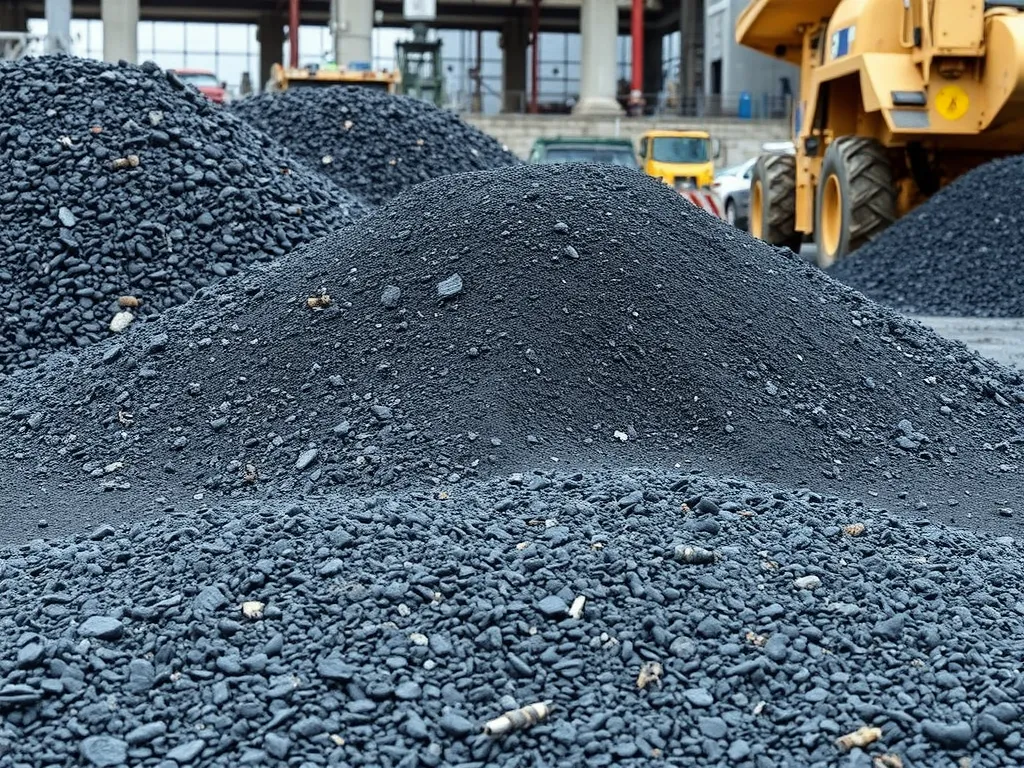 Piles of asphalt aggregate, essential for calculating asphalt tonnage.
