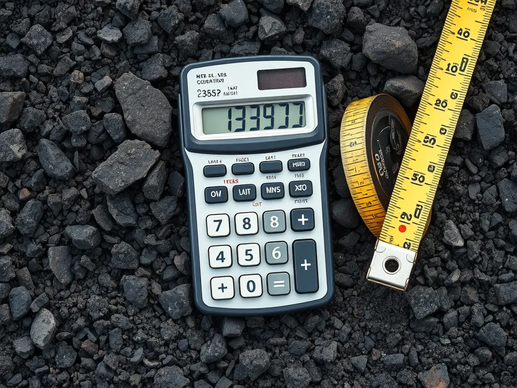 Calculator on asphalt surface for calculating tonnage