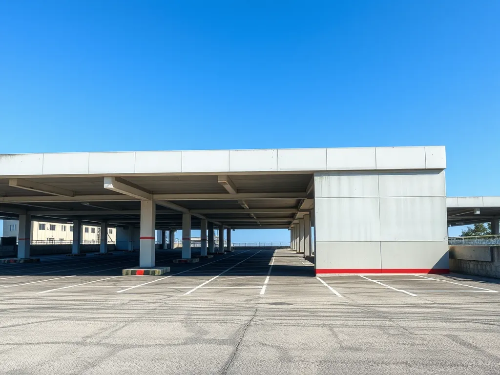 A spacious car park deck showcasing smooth asphalt surface, ideal for parking vehicles.