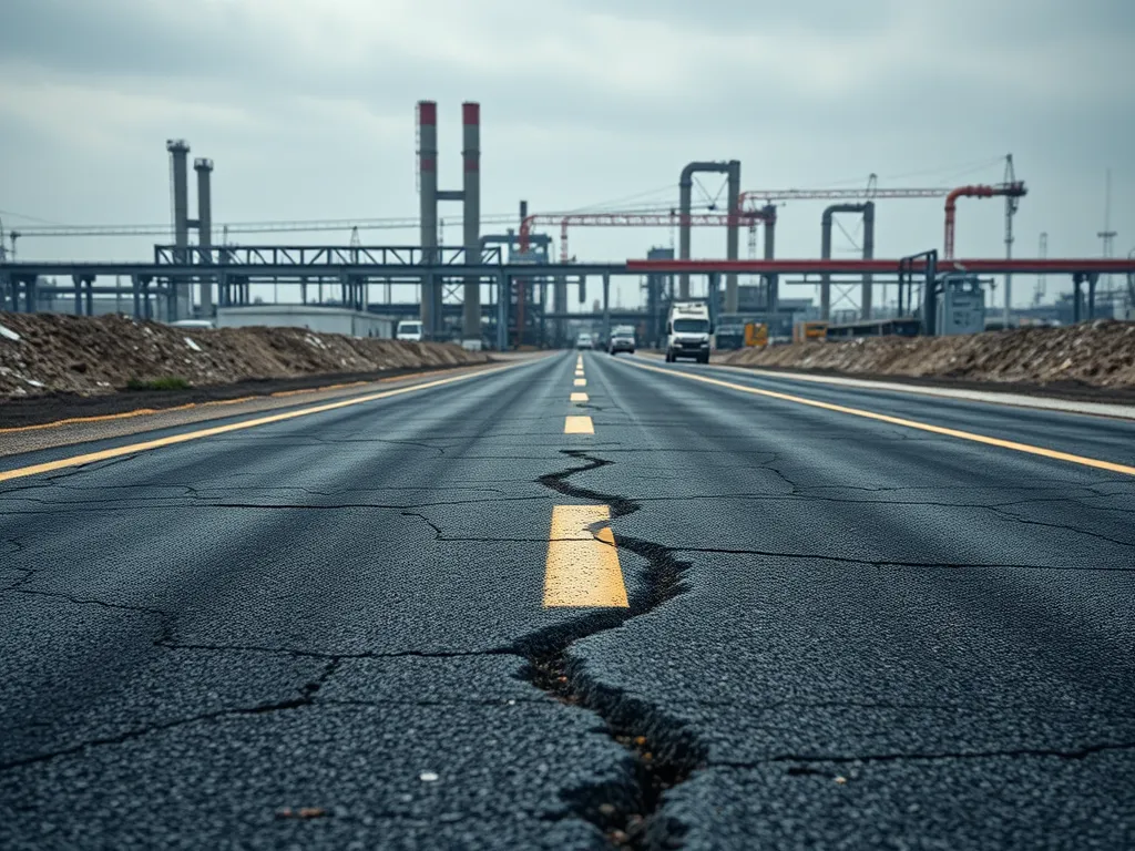 Cracked asphalt road highlighting the effects of climate change on road performance
