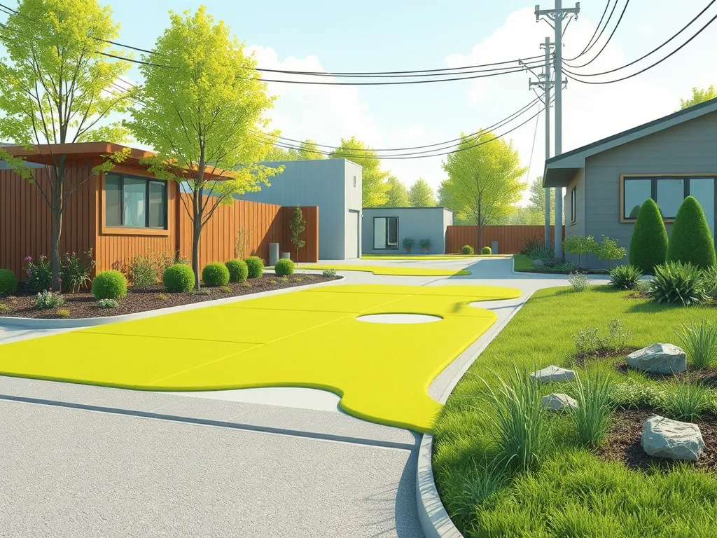 Residential driveway in a lush environment, highlighting the impact of local climate on driveway maintenance needs.