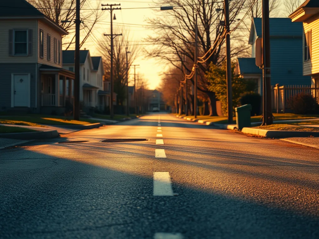 Street showing asphalt pavement affected by climate conditions
