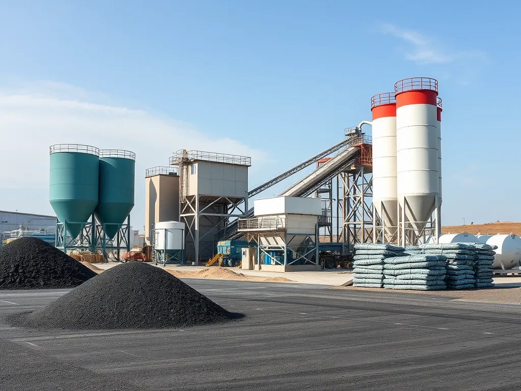 Cold mix asphalt production facility illustrating regulatory standards for cold mix asphalt.