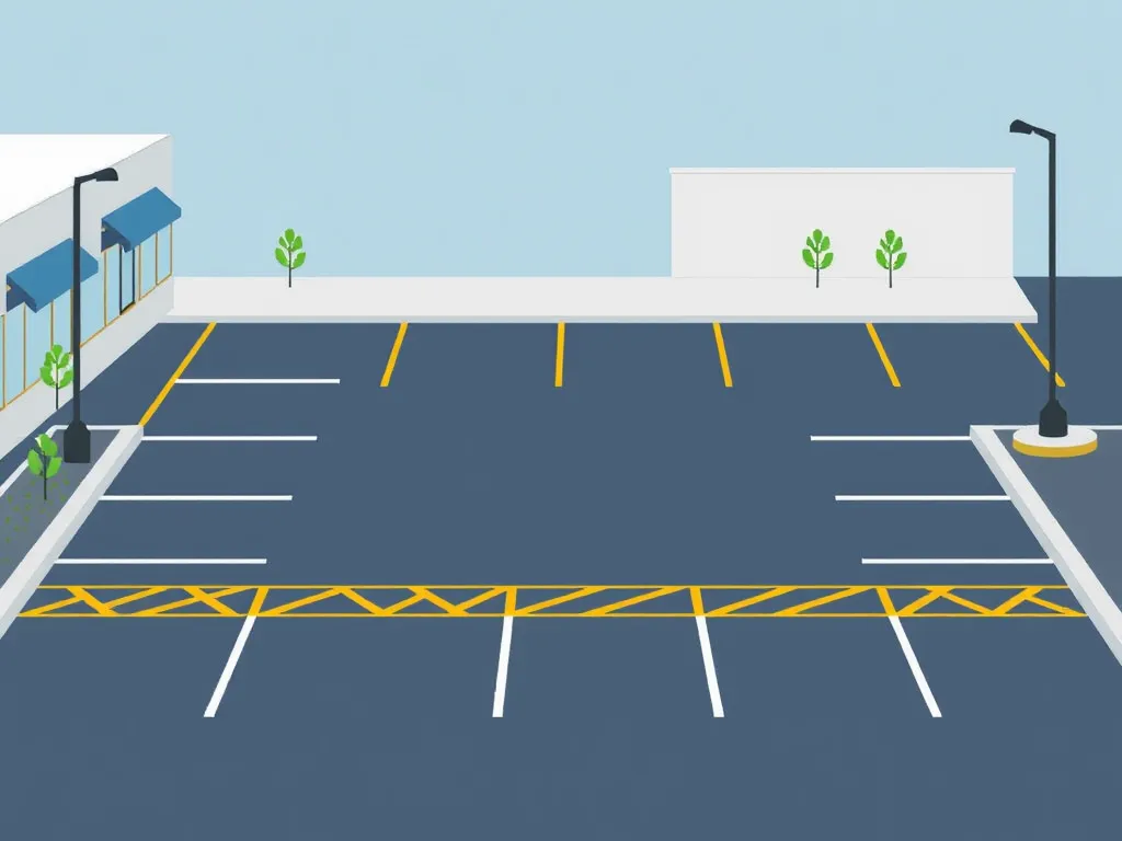 Illustration of a commercial parking lot showcasing asphalt paving cost-effectiveness.